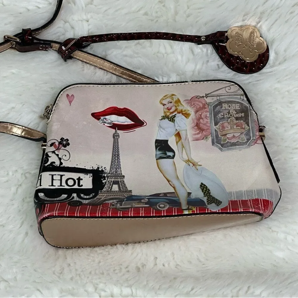 Stylish Women's Bag with Parisian Print
